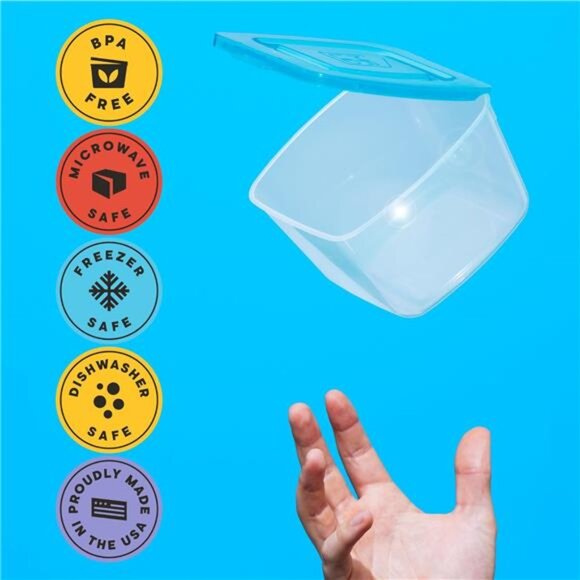 Food storage containers set attached lids plastic reusable meal prep organizer - Picture 5 of 7